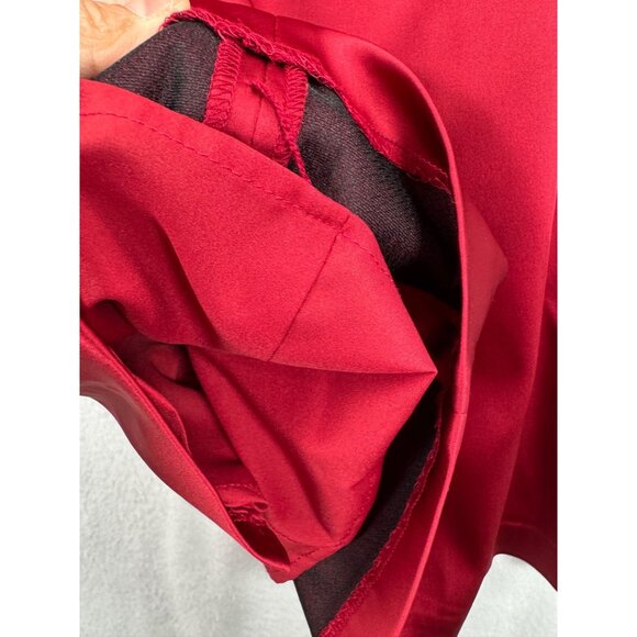 Kay Unger satin cocktail silk blend retro dress red ruched sheath sz 8 - Picture 7 of 9
